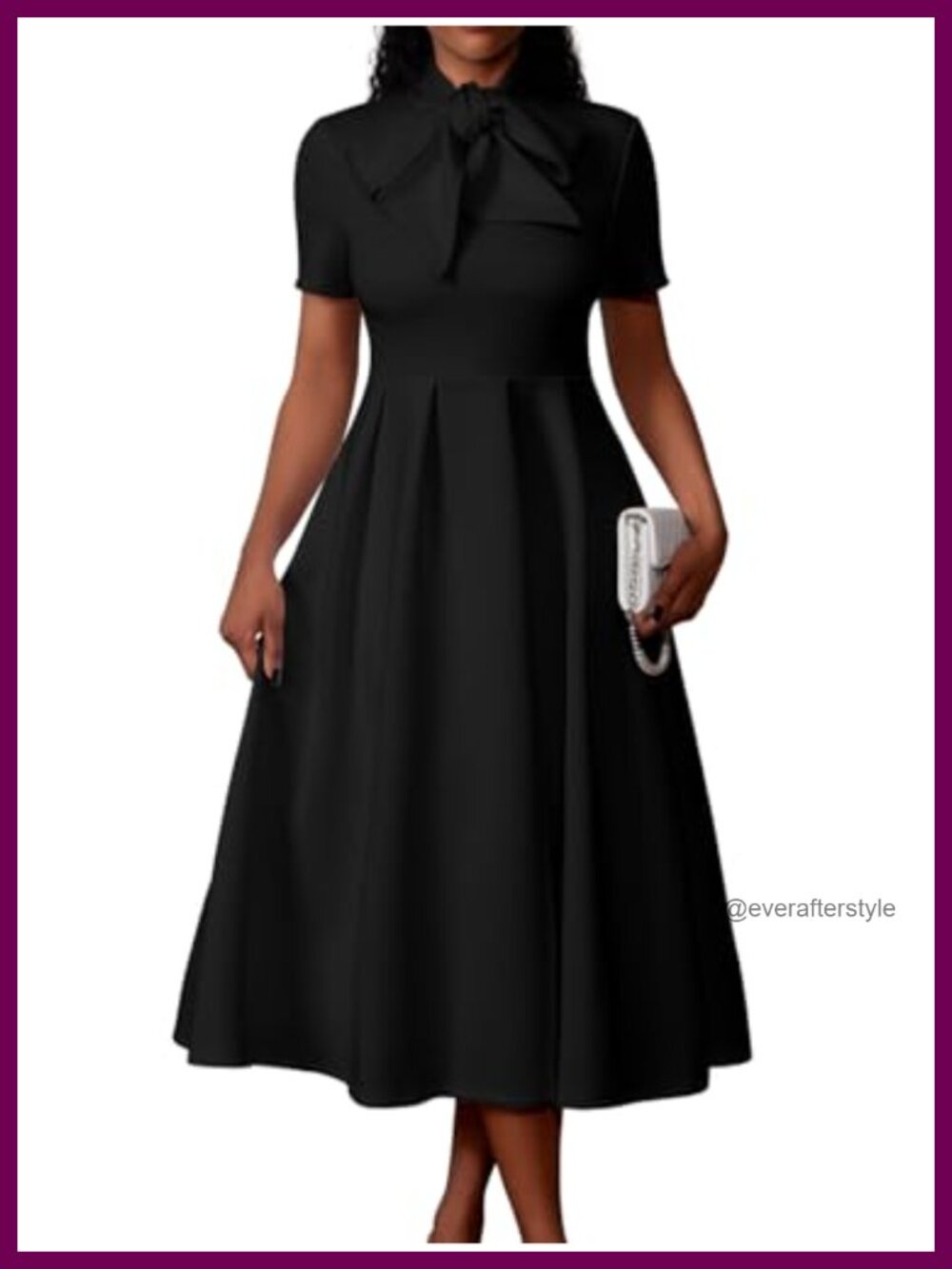 Women's A-Line Short Sleeve Dress with Pockets Fit and Flare Work Party